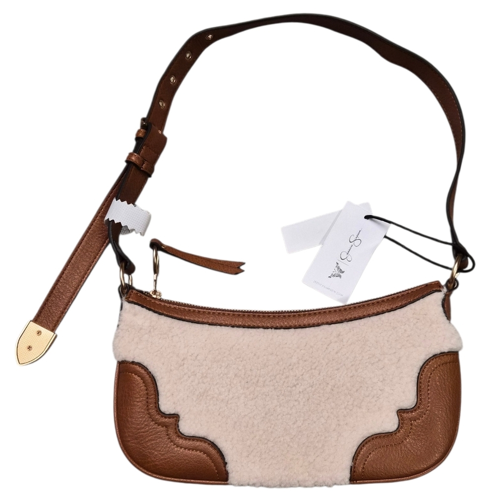 Jessica Simpson Shearling & Faux Leather Shoulder Bag